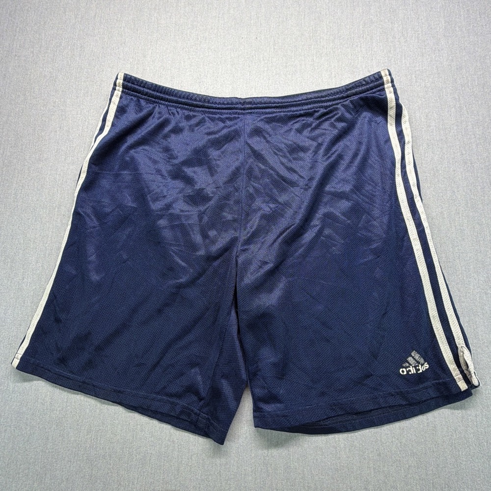 Vintage Y2K Adidas Basketball Shorts Men‎ Large Blue White Shinny Dazzle Baggy